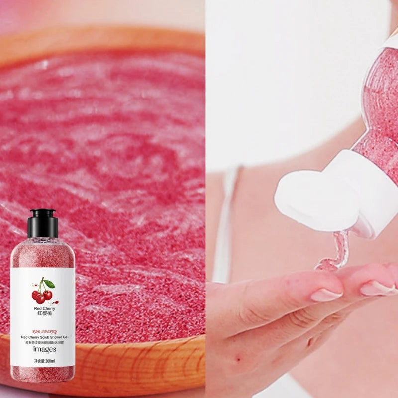 Fresh Fruit Purifying Scrub Shower Gel 300ml, with Kiwi Fruit Extract, Cherry Fruit Extract, Lemon Fruit Extract, Etc., for a Delicate, Cleansing, and Lightly Scented Experience. the Scrub Texture Is Refreshing and Moisturizi