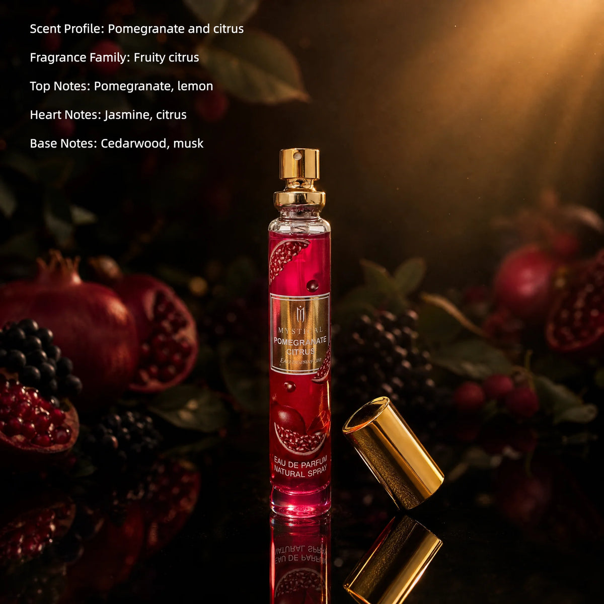 MYSTICAL 4pcs Berry & Fruit Perfume Set, Long Lasting EDP Fragrance Discovery Kit for Cocktail Parties, Vacations & Daily Wear, Raspberry Rose, Pomegranate Citrus & Merlot Pear, 0.68oz X 4 Travel Sampler, Luxury Beauty Gift f