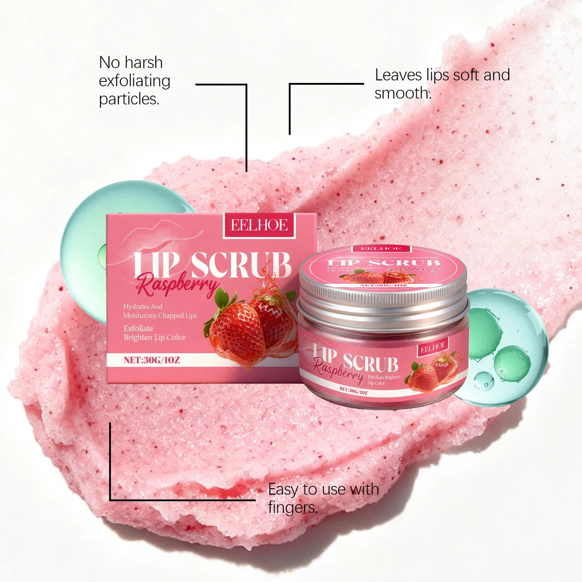 Strawberry Lip Scrub Exfoliating Preventing Drying Cracking Remove Dead Skin Improve Dullness Moisturizing Brightening Lip Care