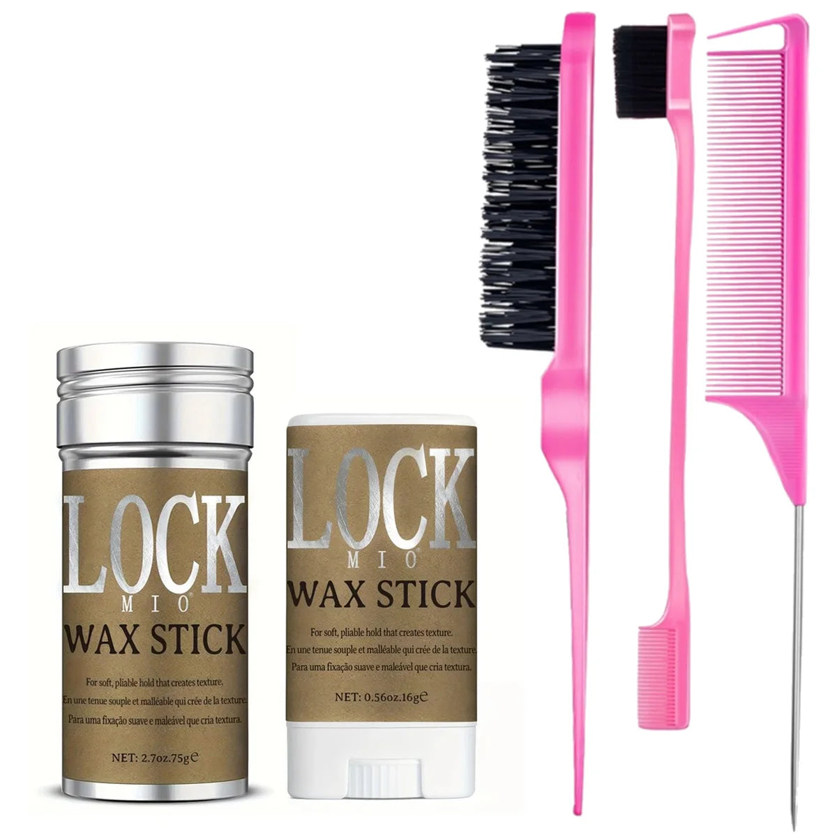 LOCKMIO Wax Stick Natural Coconut Oil Moisturizes Soften Smoothing Styling Flyaway Hair Edge Control Strong Hold Long Lasting