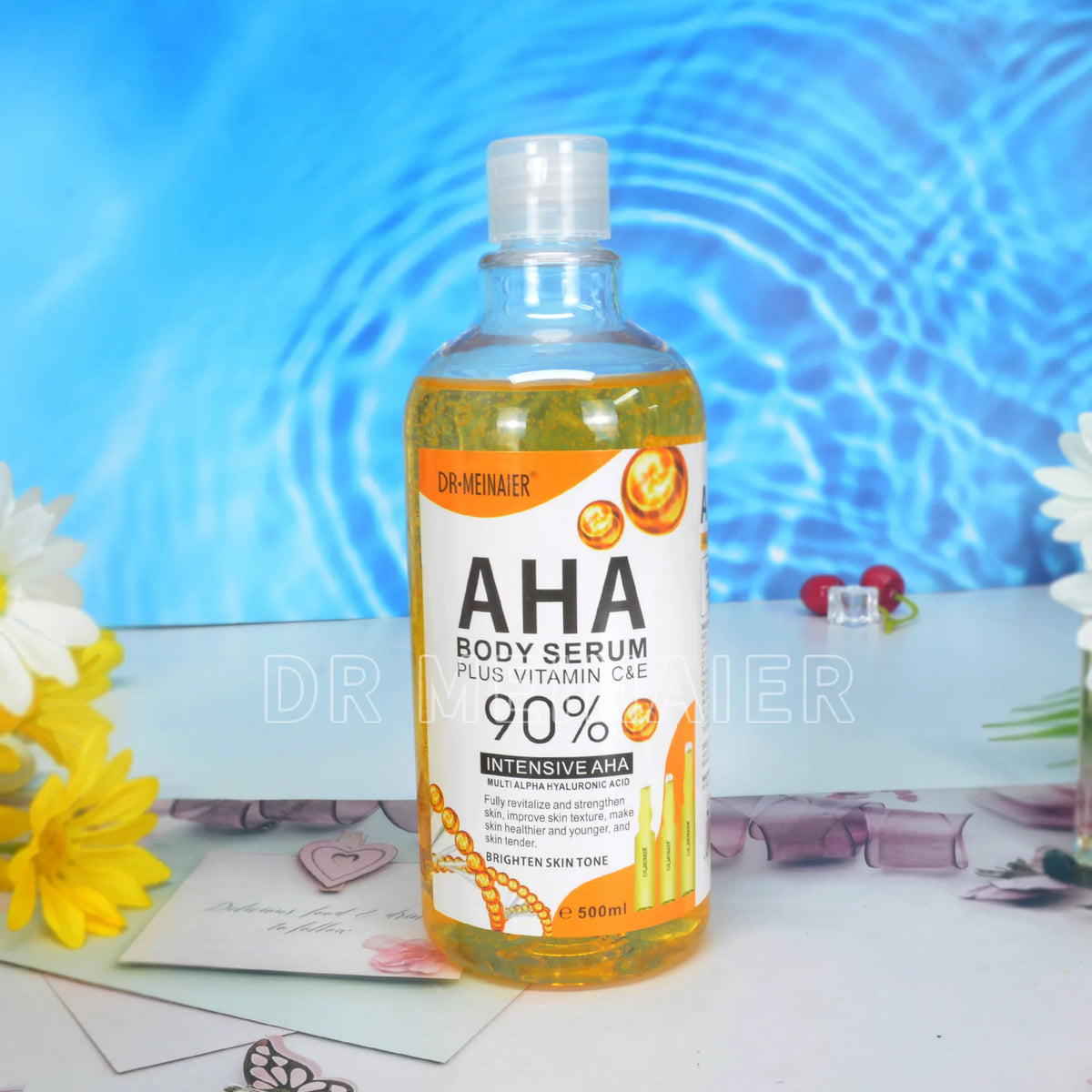 500ML Vitamin C AHA HYALURONIC& NICOTINAMIDE Face Serum Spots Eraser Corrector Whitening Moisturizing Lightening Body Cream 4
