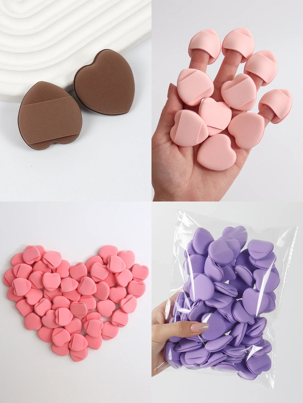 50 Mini Finger Cushion Puffs – Latex-Free Mixed Sponge & Air Cushion Powder Puff for Liquid Foundation Makeup