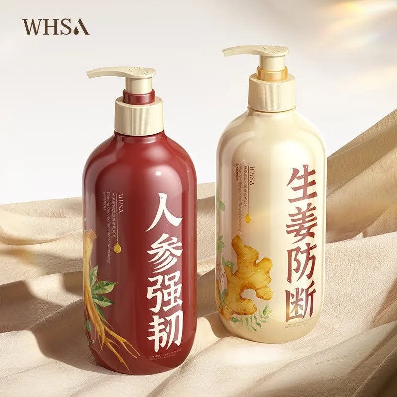 500ml Ginseng Ganoderma Lucidum Ginger Rice Washing Water Shampoo Supple Deep Cleansing Fluffy Refreshing Anti-loss