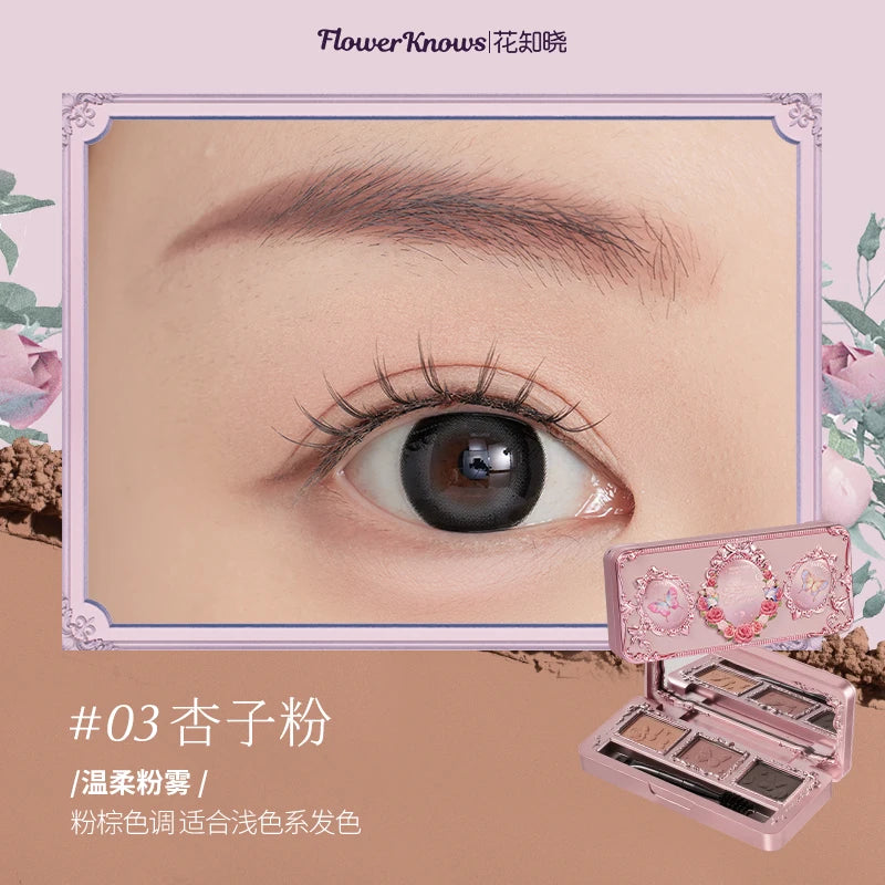 Flower Knows Midsummer Fairytales Eyebrow Powder 3 Color Eyebrow Palette Beauty Contour Eyebrow Pencil Professional Eye Makeup