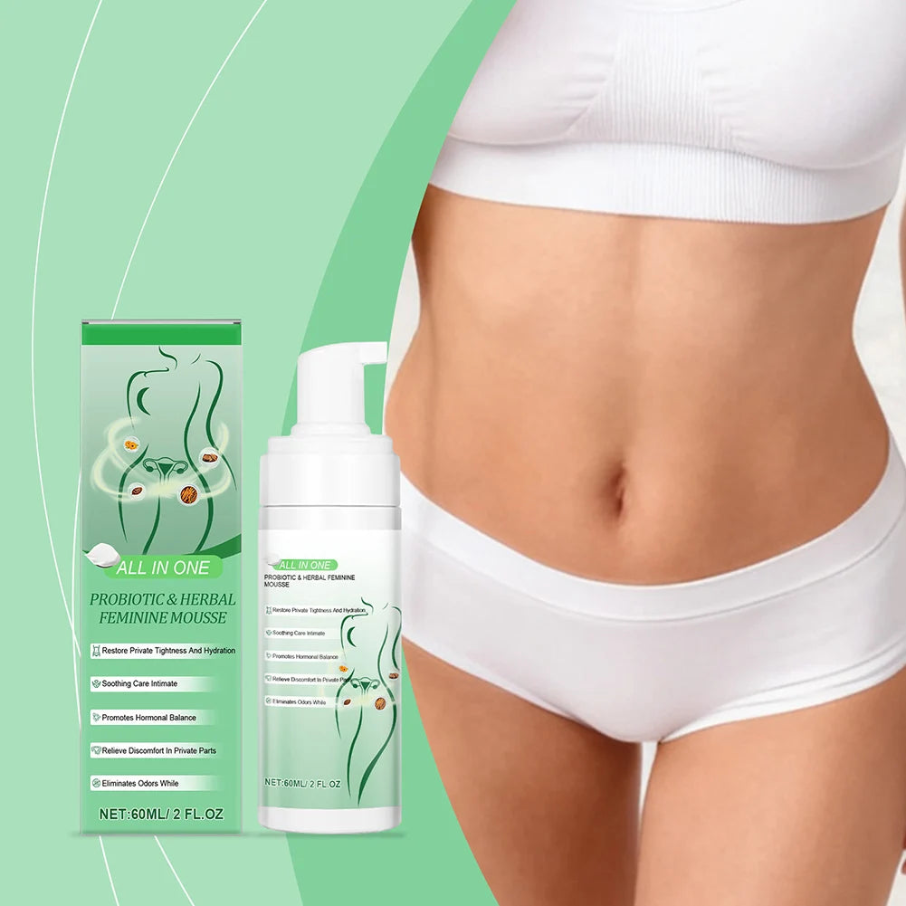 60ml Probiotics Herbal Female Intimate Hygiene Mousse Gentle Daily Wash Ph Balanced Gentle Daily Cleanse Comfort Irritation-Free