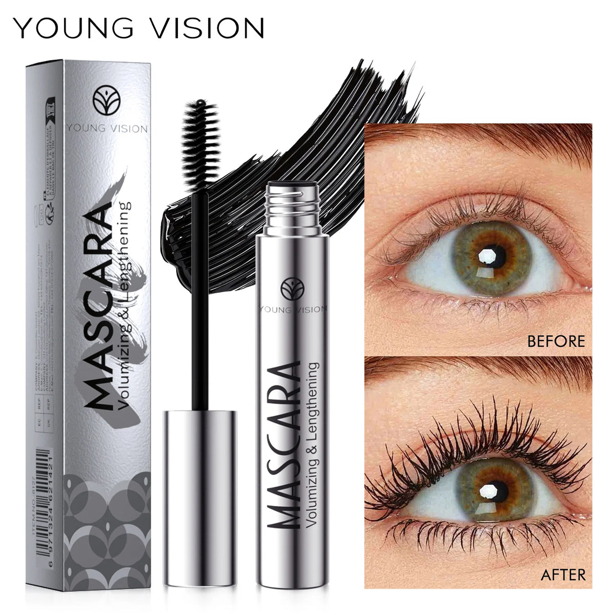 4D Brilliant Starry Sky Black Mascara Slim, Thick, Curled, Waterproof, Long Lasting, Non Staying Mascara
