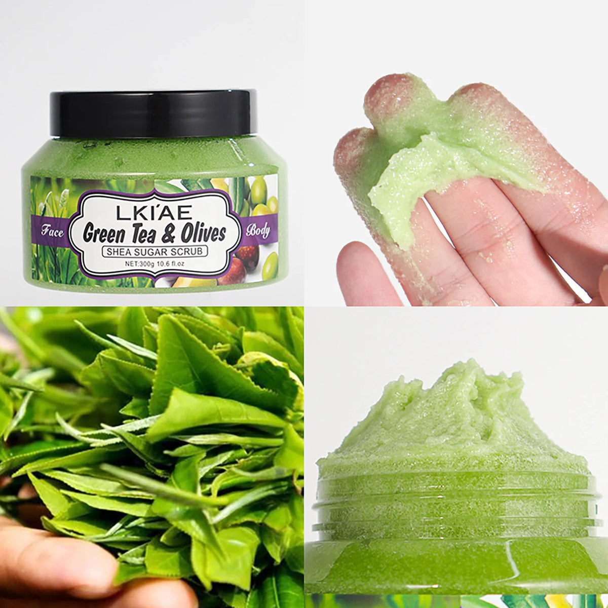 LKIAE Exfoliating Body Scrub for Women, Brightening, Soften Rough Elbows, Knees, Body Polish for Even Tone Glowing Skin, 300ml