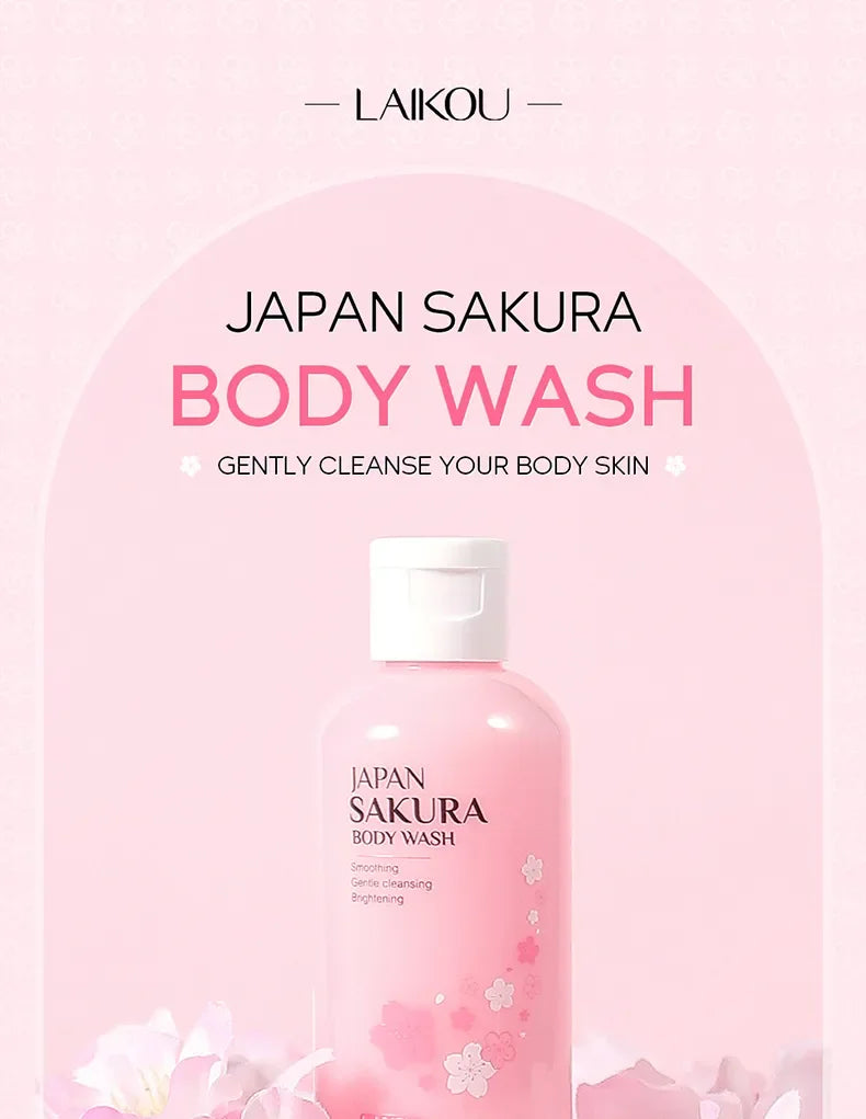 LAIKOU Sakura Shower Gel Long Moisturizing Smooth Long Lasting Fragrance Gentle Foam Body Cleansing Bath Product 100ml