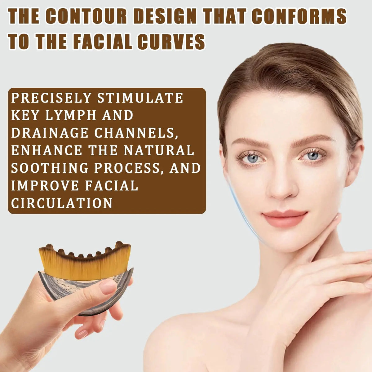 1/2 Pcs Lymphatic Contour Face Brush Dry Brushing Drainage Massager Gentle Exfoliation Chin Jawline Sculpting Skin Tightening