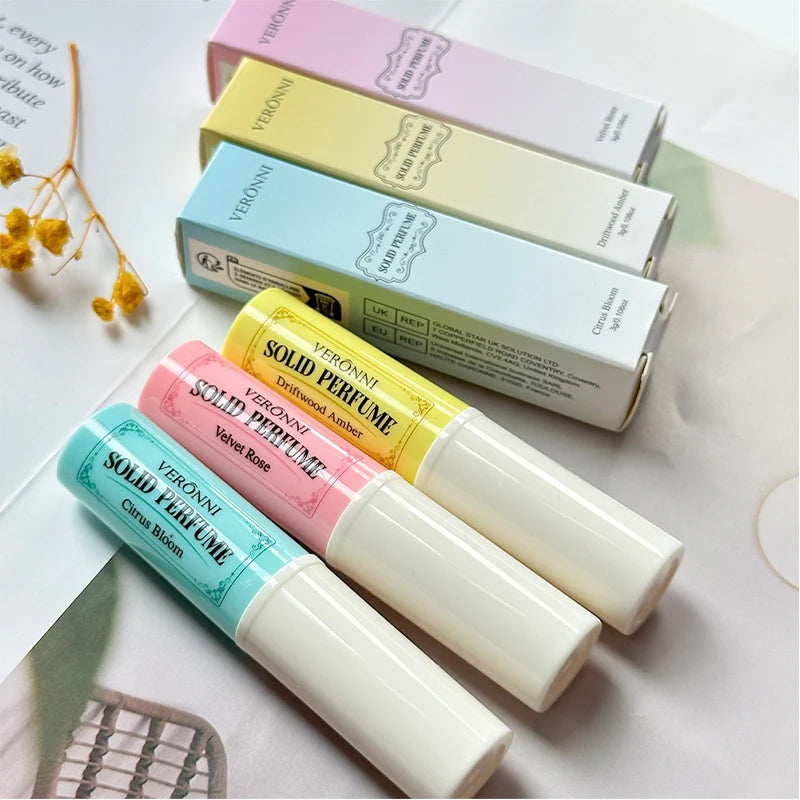 3pcs Solid Perfume Sticks - Long-Lasting, Natural & Fresh Scent Long Lasting Fragrance Portable Pocket Solid Balm For Dating