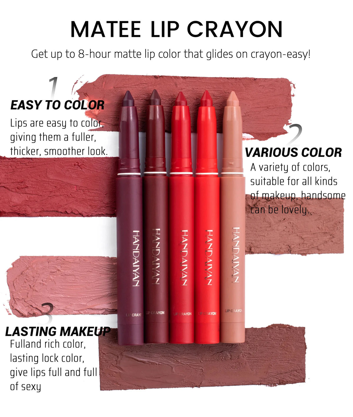Waterproof Cherry Red Matte Lipstick Sexy Lipliner Pencil Plumping Stain Natural Nude Pink Lip Liner Outline Lips Contour Makeup