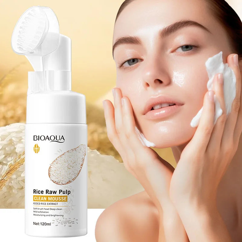 BIOAQUA White Rice Facial Cleanser Whitening Deep Cleansing Face Massage Moisturizing Anti-aging Face Wash Foam Facial Cleanser