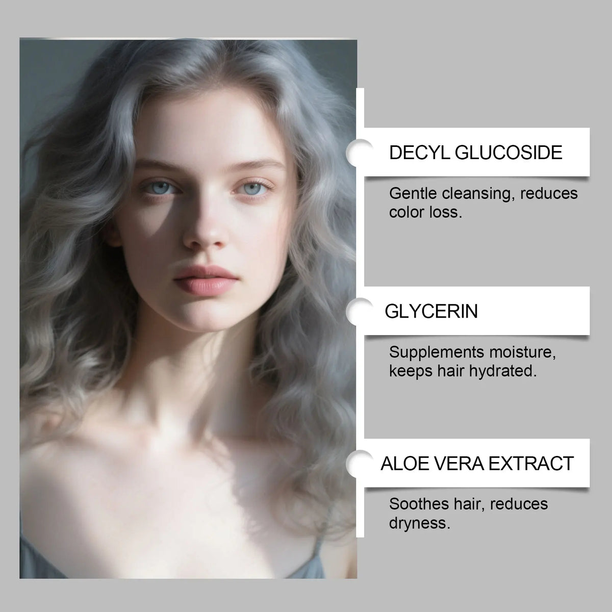 Gray Hair Shampoo 4colors- Color Locking, Moisturizing, Smooth Hair, Lightweight, Even Coloring, Trendy and Fashionable