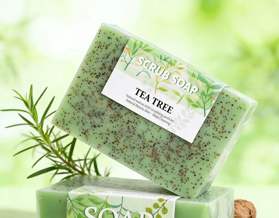 M+Plant Extraction Soap Handmade Frosted Solid Tea Tree Acne Removal Whitening Face Body Wash Cleaning Essence Oil for Skin Care