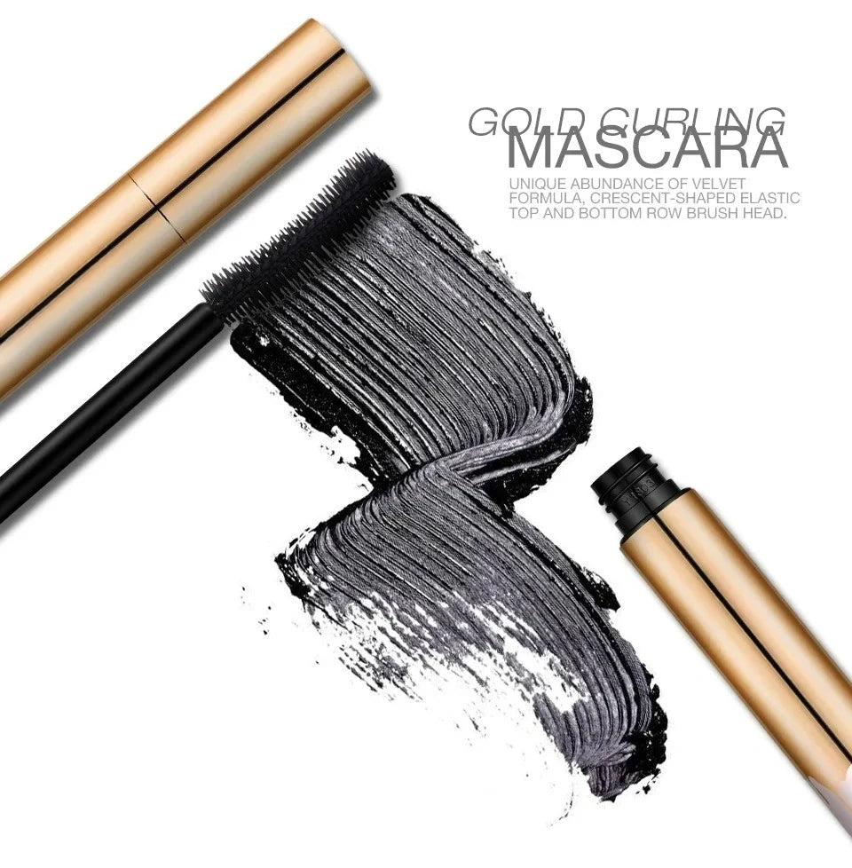 3D Mascara Lengthening Black Lash Eyelash Extension Eye Lashes Brush Beauty Makeup Long-wearing Gold Color Mascara