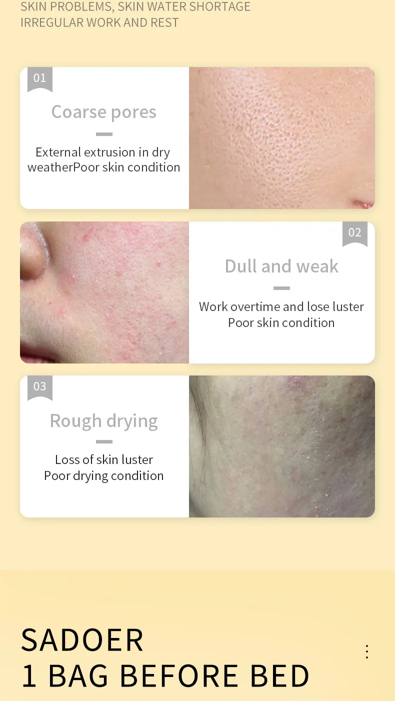 30pcs SADOER Vitamin C Sleeping Facial Masks Face skincare Moisturizing Whitening Anti Wrinkle Hydrating Face Mask Skin Care