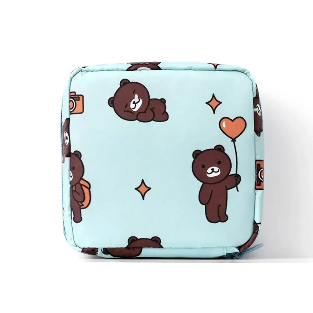 Creative PVC Sanitary Pads Bag Fashion Floral Print Large Capacity Multipurpose Coin Purse Portable Cosmetic Storage Bag