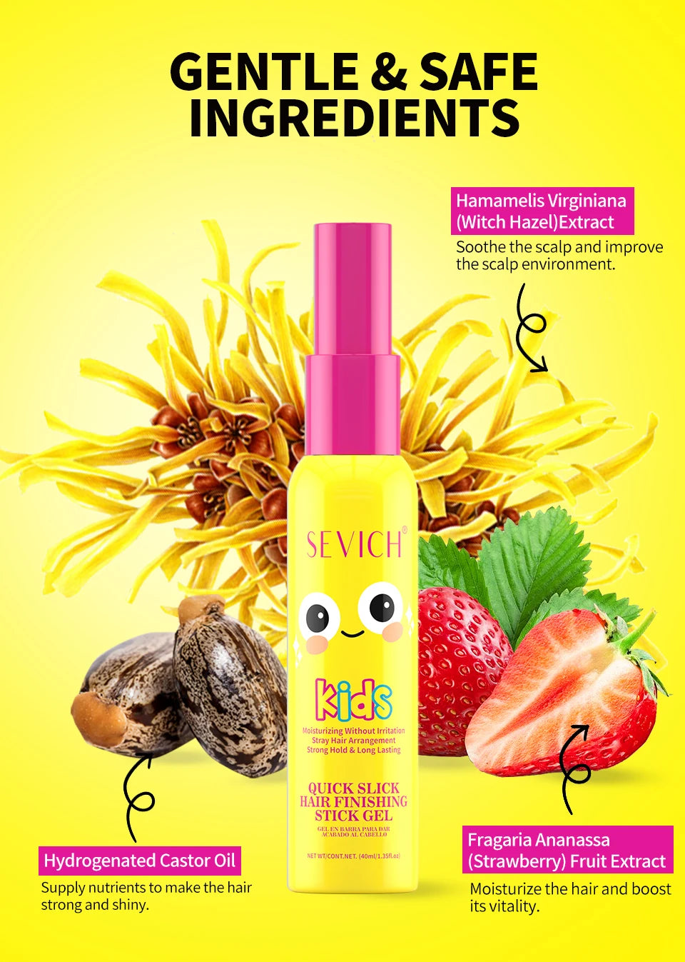 SEVICH Kids Hair Styling Gel Children Broken Hair Arrangement Cream Anti-frizz Braiding Gel Hair Wax Stick Hair Finishing Care