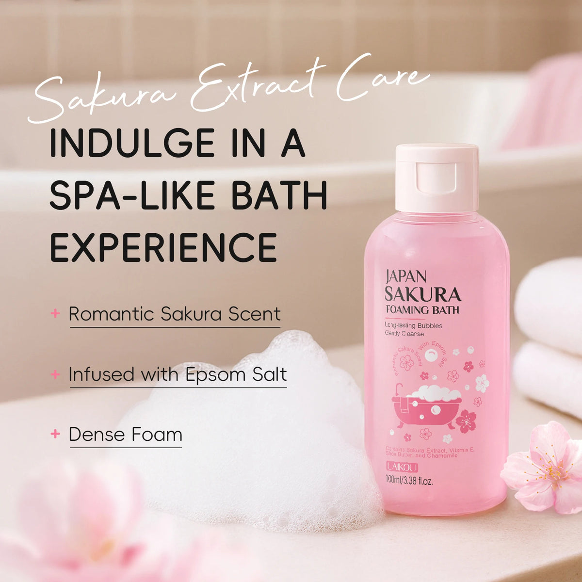 LAIKOU Sakura Foaming Bath Gentle Cleanse Soft Smooth 100ml Japan Bathing Product