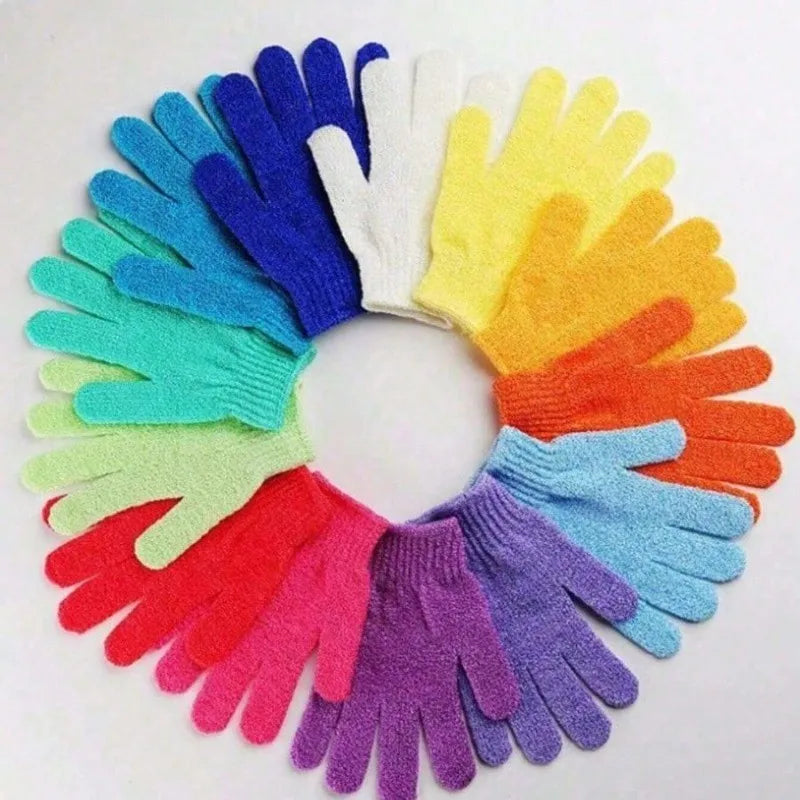Nylon Exfoliating Bath Brush Gloves Double Sided Exfoliating Gloves for Beauty Spa Massage Skin Shower Scrubber