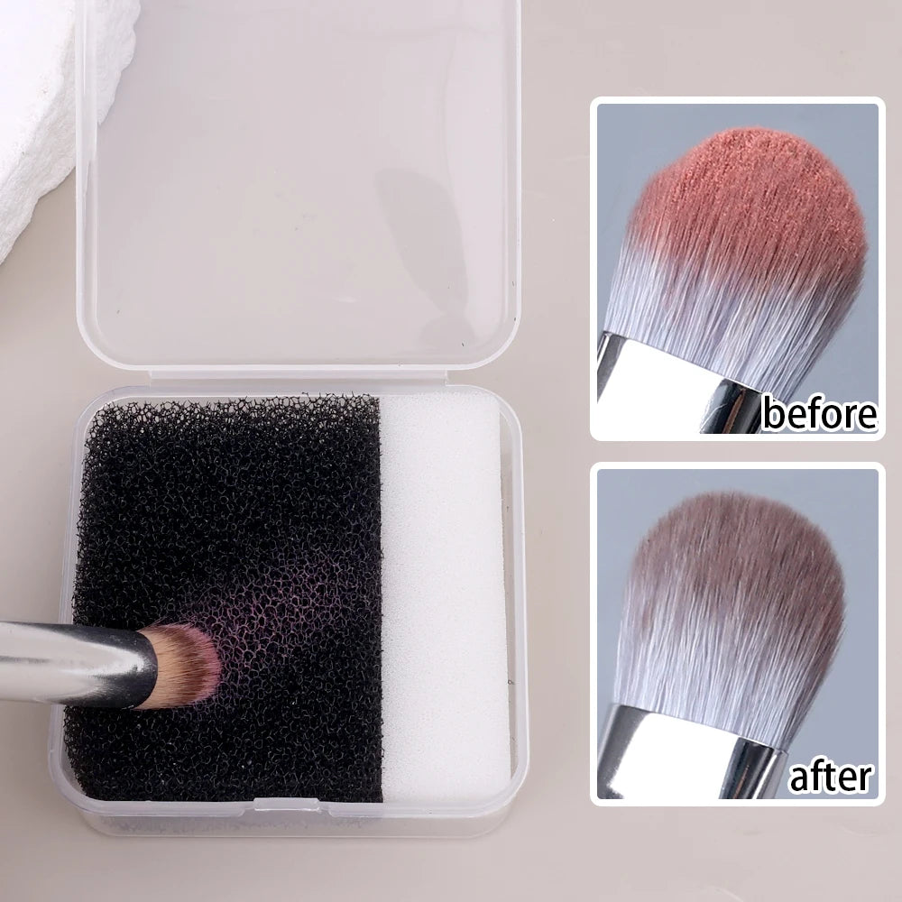 New Makeup Brush Cleaning Box Sponge Puff Cleaner Quick Cleaning Sponge Brushes No Damage To Bristles Box Cleaning Cleaner Tools
