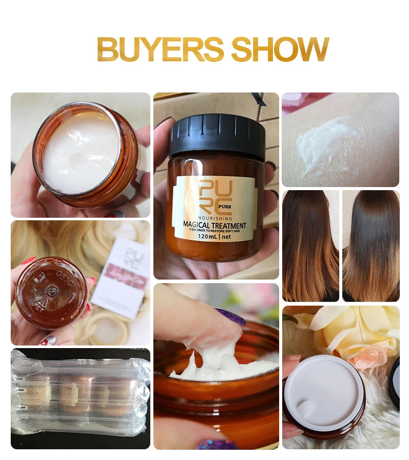 PURC 5s Magical Hair Mask Keratin Treatment Quick Smoothing Perm,Frizz Dry Damage Repairing Cream Restore Soft Masks Hair Care