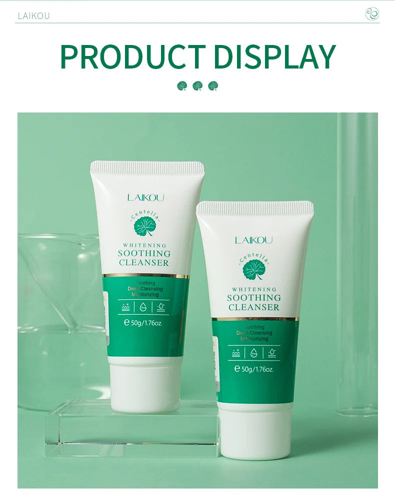 LAIKOU Centella Soothing Facial Cleanser Amino Acid BlackHead Remove Oil-Control Moisturizing Soften Face Skin Care Products