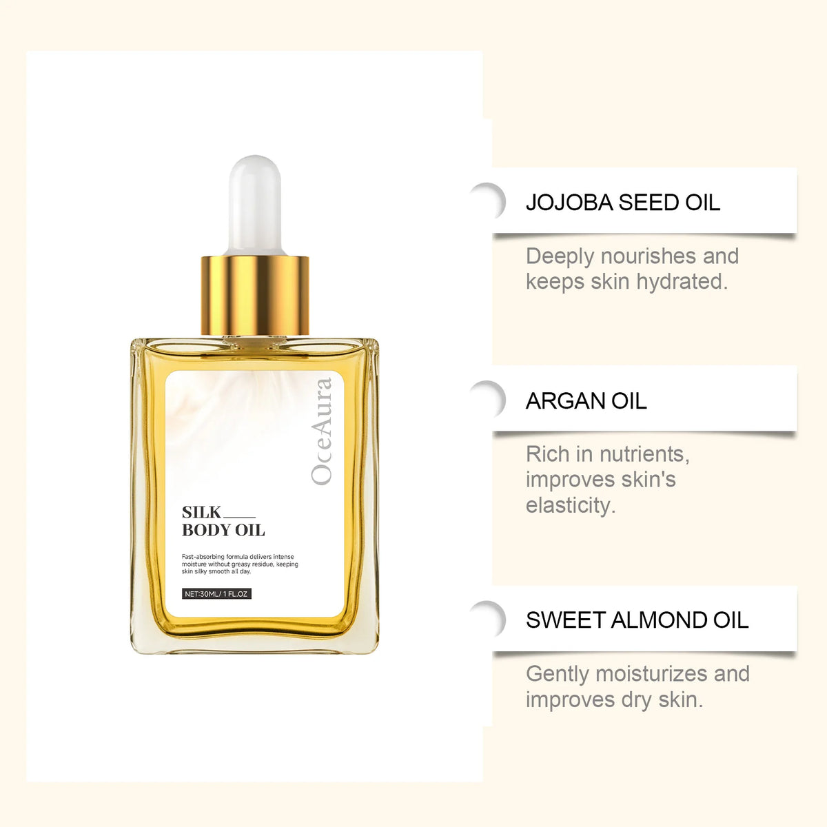 Improved Dry Silk Softening Body Oil Exfoliating Refreshing Moisturizing Non-Greasy Skin-Friendly Soft Easily Absorbed Body Oil