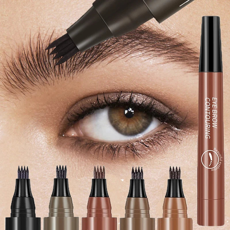 4 Point Eyebrow Pencil 5 Colors Waterproof Liquid Eyebrows Pen Lasting Red Brown Brow Pencil High Quality Eyebrow Makeup Pencil