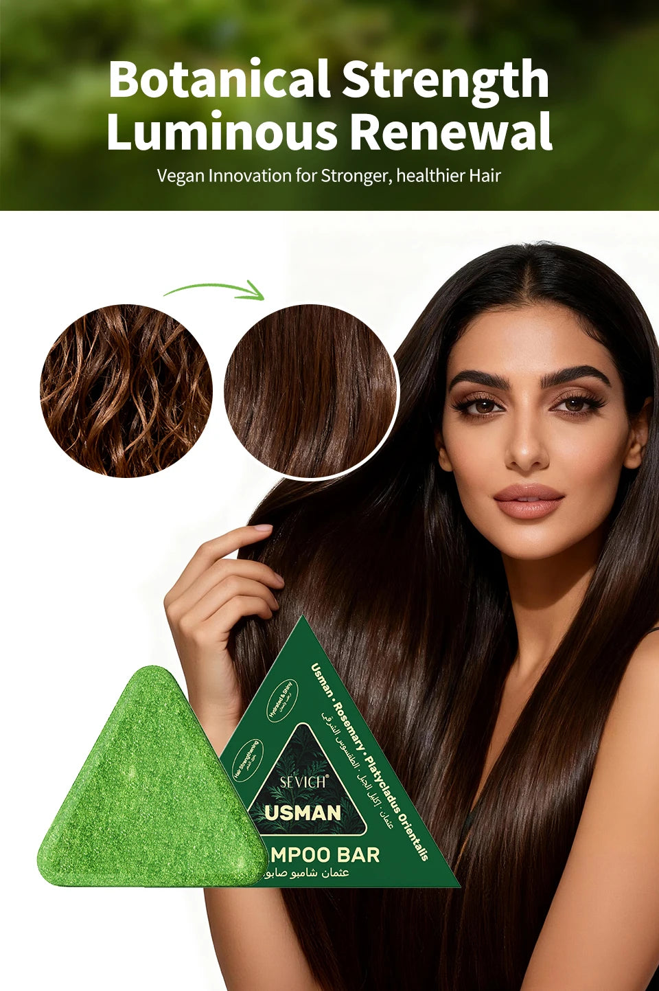 Sevich Usman Grass & Platycladus Shampoo Bar Handmade Solid Soap Strengthens Root Anti Hair Loss Herbal Shampoo Soap Hair Growth