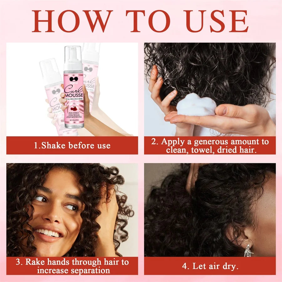 Curl Defining Mousse Long Last Smooth and Shine Curly Conditioner for Control Frizz Women Curls Moisturize Foam Styling Products
