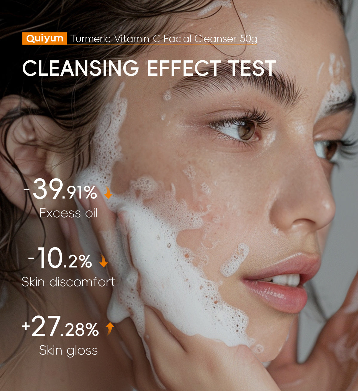 Quiyum Turmeric Vitamin C Cleanser Brighten Skin Tone Gentle Cleansing Face Wash Oil Control 50g